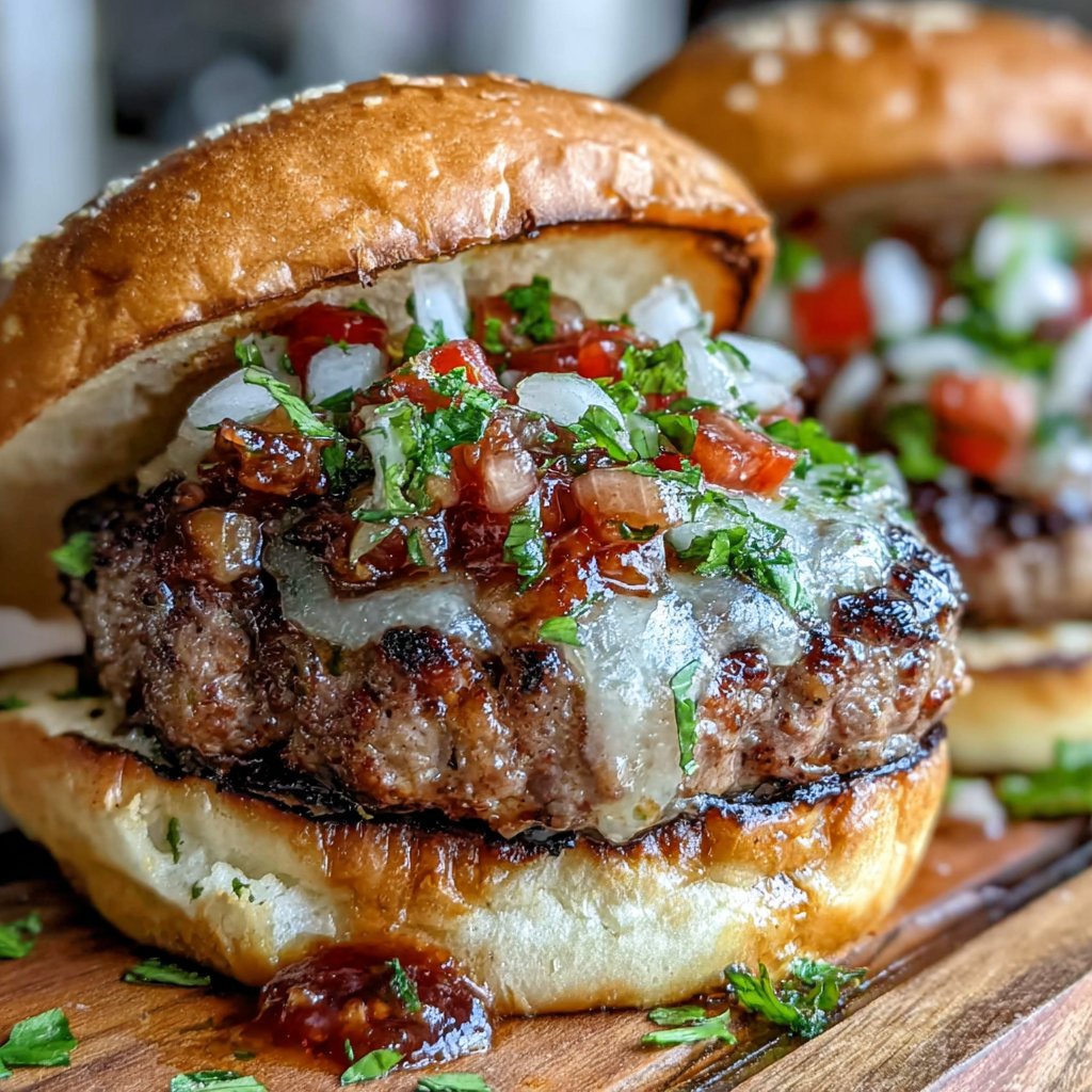 Grill-Hamburger mit Marinierten Zwiebeln