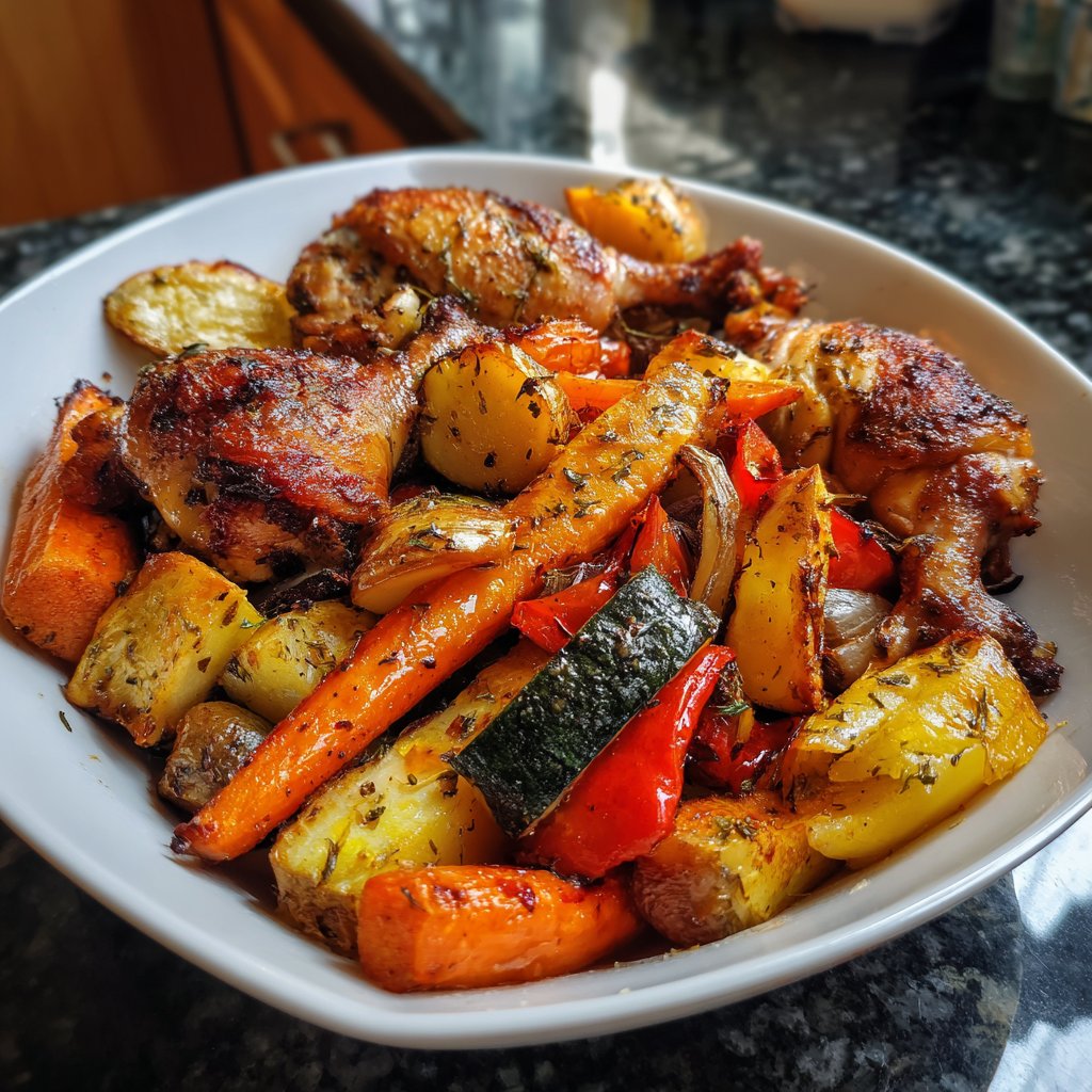 Blech Hähnchen Gebratenes Gemüse