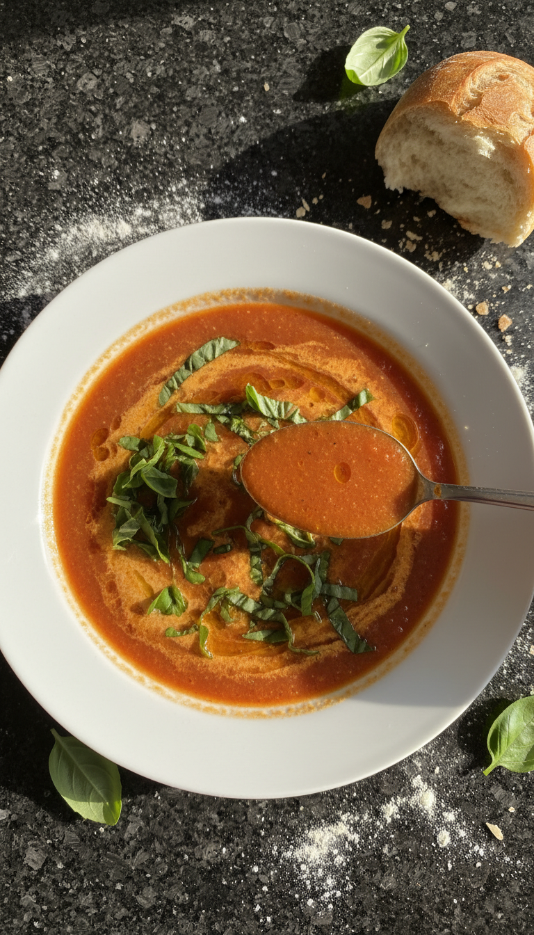 Klassische Tomaten Basilikum Suppe