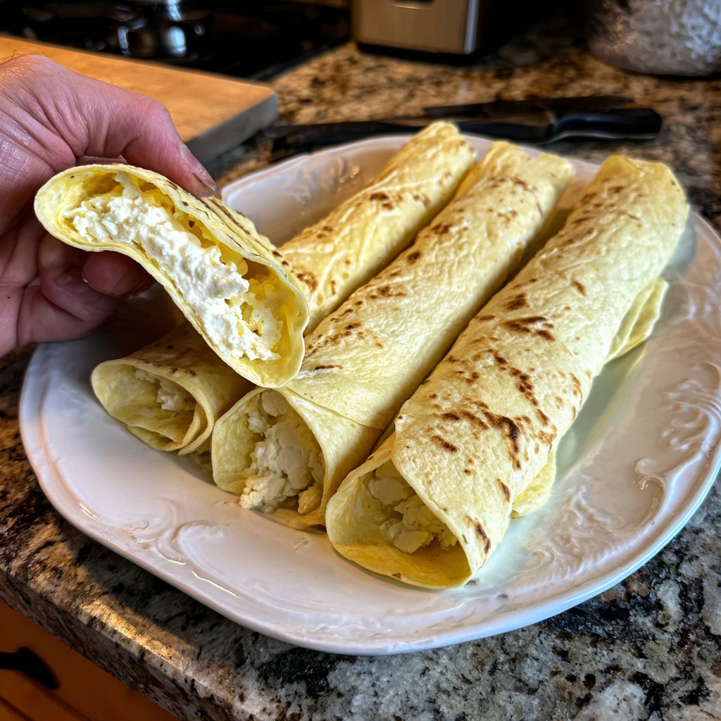 Tortilla Röllchen mit Frischkäse gefüllt