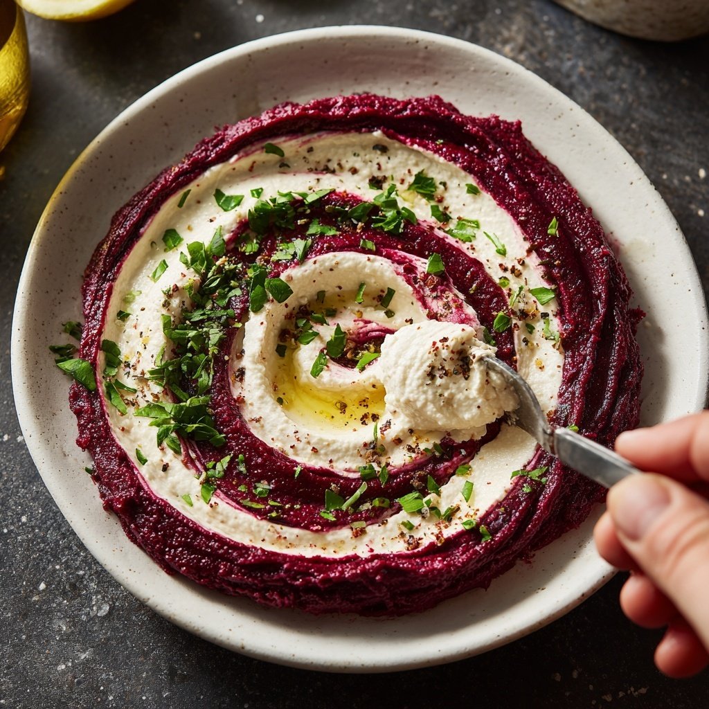 Ziegenkäse-Crème auf Rote-Bete-Püree