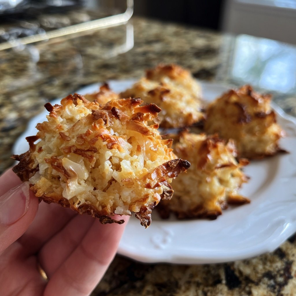Kokosmakronen mit knusprigen Spitzen vom Blech​