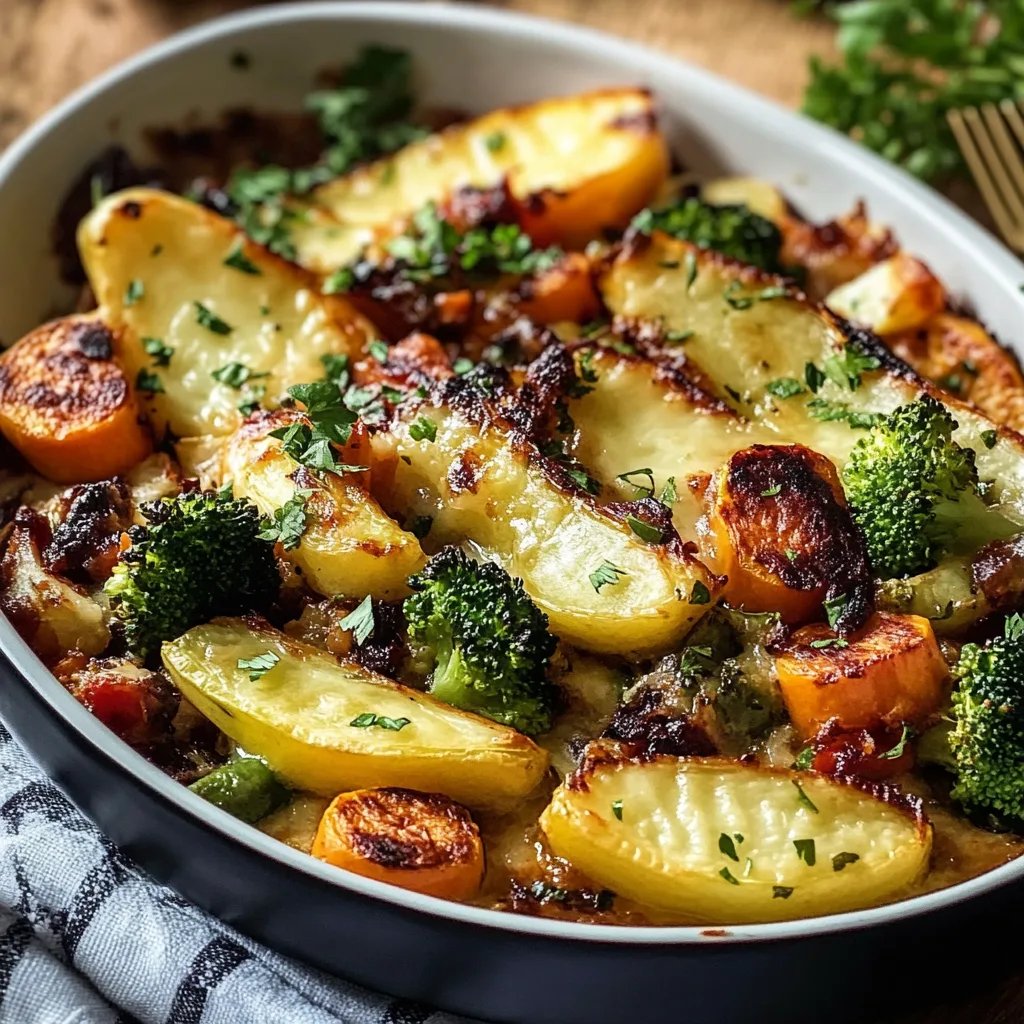 Farbenfroher Gemüse-Hack-Auflauf