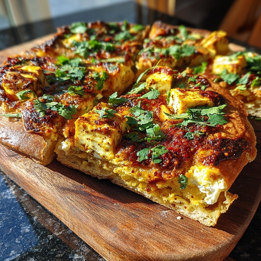 Indische Pizza mit Paneer Käse