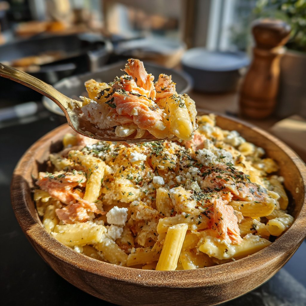 Lachs-Pasta mit Feta