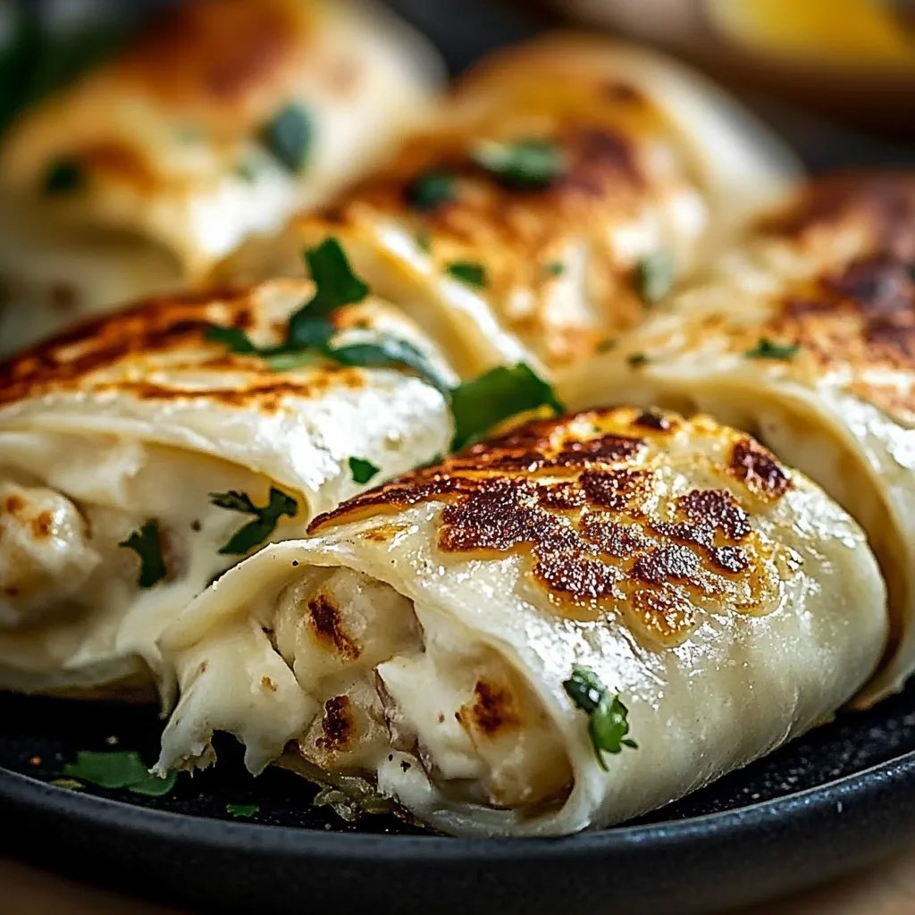 Schnelle Käse-Knoblauch-Hähnchen-Wraps