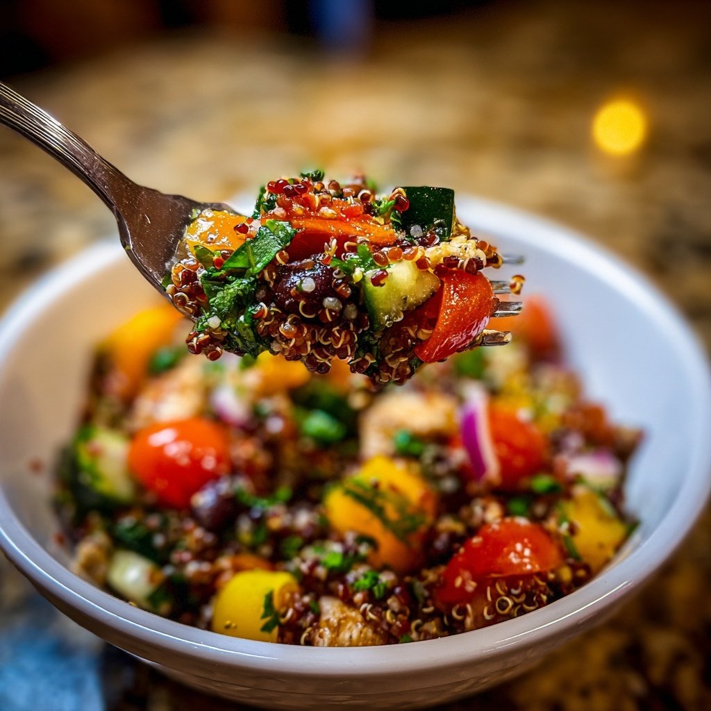 Griechischer Hähnchen Rote Quinoa Salat