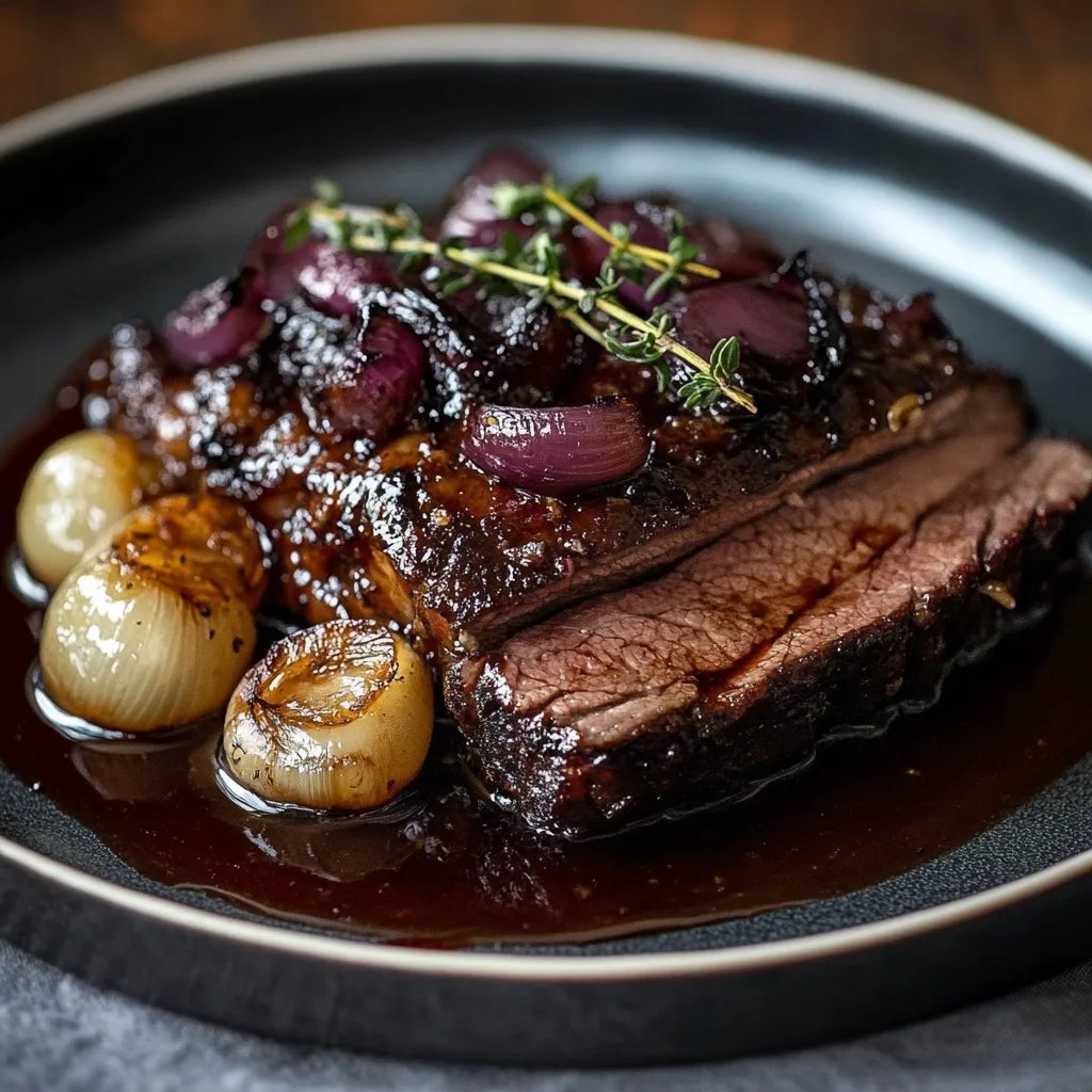 Rinderbrust in aromatischer Balsamico-Zwiebelsauce