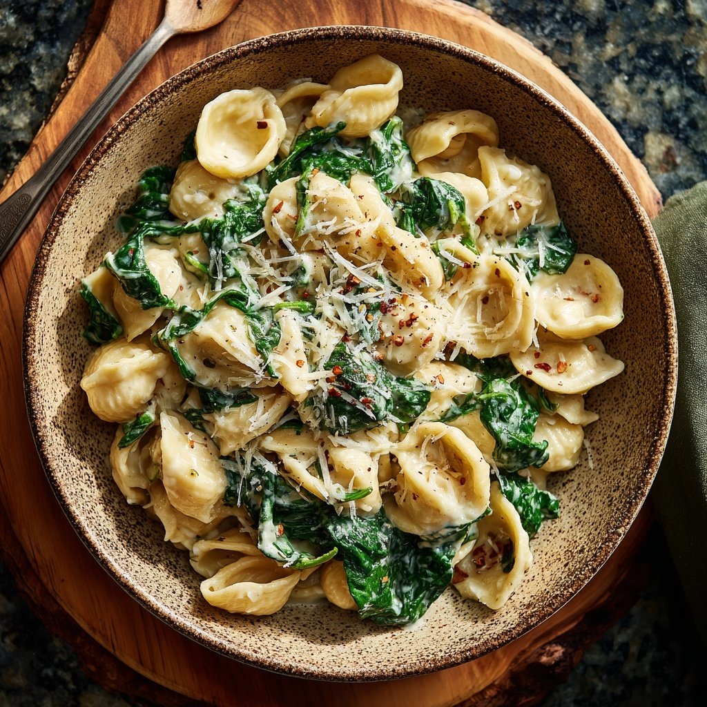 Cremige Spinat Hoch-Protein Pasta