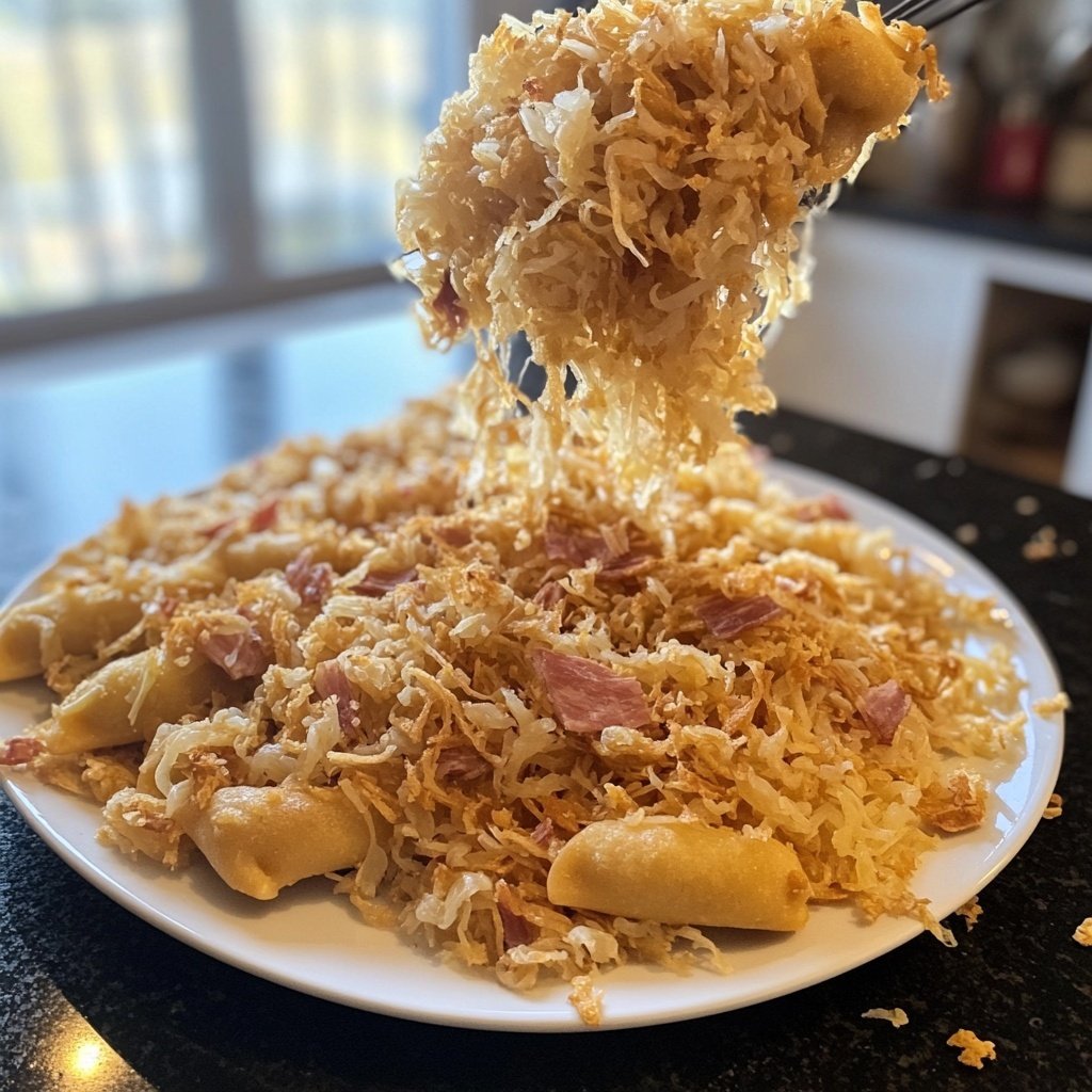 Schupfnudeln mit Sauerkraut und Speck