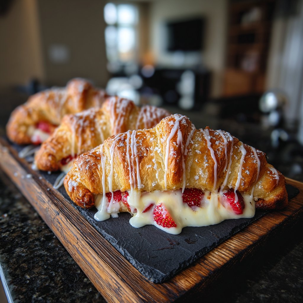 Erdbeer-Creme-Käse-Croissants